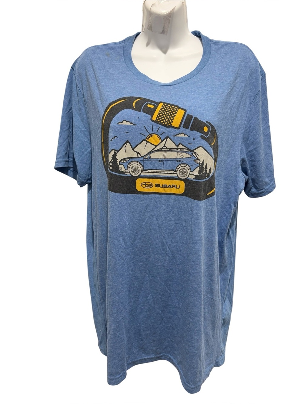 SUBARU Light Heather Blue Short Sleeve Graphic Tshirt Size Large